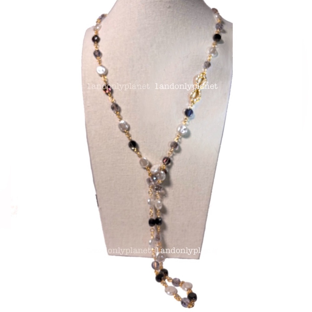 🌹HP🌹Just in💕NEW 2-Way Infinity Freshwater Pearl Beaded Chain Long Necklace - Picture 5 of 7